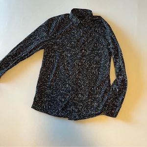 H&M Black Dress Shirt with White Spots Mens Medium